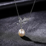 Bird Shape Natural Pearl Pendant Necklace 925 Sterling Silver Fine Jewelry