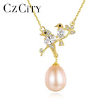 Bird Shape Natural Pearl Pendant Necklace 925 Sterling Silver Fine Jewelry