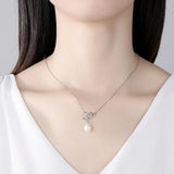Bird Shape Natural Pearl Pendant Necklace 925 Sterling Silver Fine Jewelry