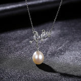 Bird Shape Natural Pearl Pendant Necklace 925 Sterling Silver Fine Jewelry