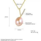 Natural Pearls Pendant Necklace 925 Sterling Silver V-Shape Fine Jewelry