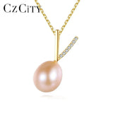 Natural Pearls Pendant Necklace 925 Sterling Silver V-Shape Fine Jewelry