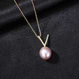 Natural Pearls Pendant Necklace 925 Sterling Silver V-Shape Fine Jewelry