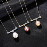 925 Silver Freshwater Pearl Pendant Necklace for Women Bridal Wedding Christmas