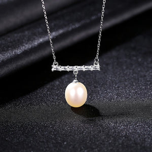 925 Silver Freshwater Pearl Pendant Necklace for Women Bridal Wedding Christmas