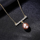 925 Silver Freshwater Pearl Pendant Necklace for Women Bridal Wedding Christmas