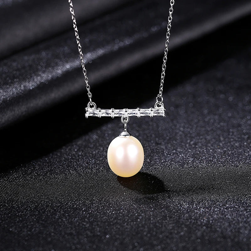925 Silver Freshwater Pearl Pendant Necklace for Women Bridal Wedding Christmas