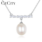 925 Silver Freshwater Pearl Pendant Necklace for Women Bridal Wedding Christmas