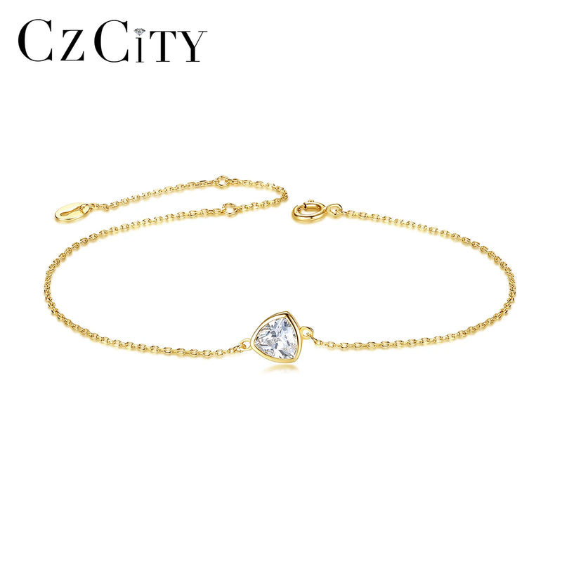925 Silver Triangle CZ Bracelet Chain for Women