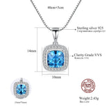 925 Silver Square Sapphire Pendant Necklace for Women
