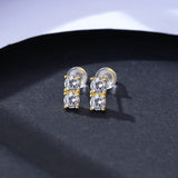 925 Silver Golden Stud Earrings CZ Boucle D'Oreille Gift
