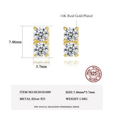 925 Silver Golden Stud Earrings CZ Boucle D'Oreille Gift