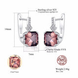 S925 Silver Clip On Hoop Earrings Pink Gemstone Wedding Accessory
