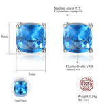 925 Silver Square Stud Earrings Wraped Gemstone for Women