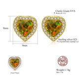 Heart Opal Stud Earrings Wrapped Charming CZ Silver Jewellery 925