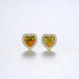 Heart Opal Stud Earrings Wrapped Charming CZ Silver Jewellery 925