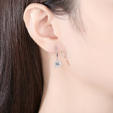 CZ Hoop Earrings 925 Sterling Silver Round Pendant