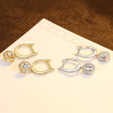 CZ Hoop Earrings 925 Sterling Silver Round Pendant