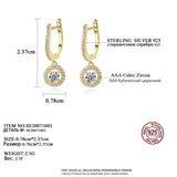 CZ Hoop Earrings 925 Sterling Silver Round Pendant