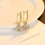 CZ Hoop Earrings 925 Sterling Silver Round Pendant