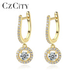 CZ Hoop Earrings 925 Sterling Silver Round Pendant