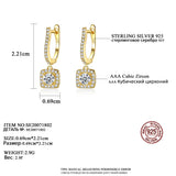 CZ Hoop Earrings 925 Sterling Silver Square Pendant Gift