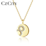 925 Silver CZ Pendant Necklace with Number 8 Charm