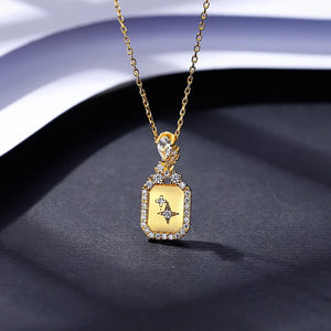 Square CZ Pendant Necklaces for Women Wedding Engagement Star Colar