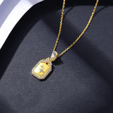 Square CZ Pendant Necklaces for Women Wedding Engagement Star Colar
