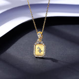 Square CZ Pendant Necklaces for Women Wedding Engagement Star Colar