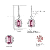 Pink Gemstone Drop Earrings S925 Silver Wedding Jewelry
