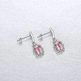 Pink Gemstone Drop Earrings S925 Silver Wedding Jewelry