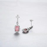 Pink Gemstone Drop Earrings S925 Silver Wedding Jewelry