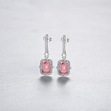Pink Gemstone Drop Earrings S925 Silver Wedding Jewelry