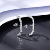 Geometric CZ Stud Earrings 925 Silver Wedding Bridal Charm