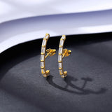 Geometric CZ Stud Earrings 925 Silver Wedding Bridal Charm