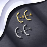 Geometric CZ Stud Earrings 925 Silver Wedding Bridal Charm