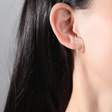 Geometric CZ Stud Earrings 925 Silver Wedding Bridal Charm