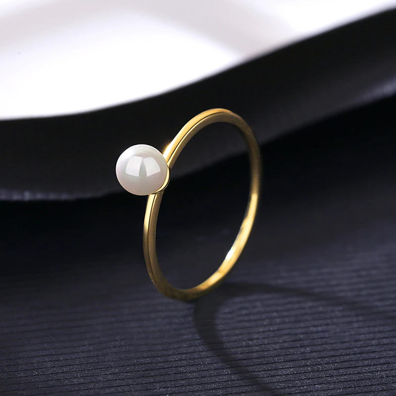 Freshwater Pearl Rings 925 Sterling Silver Golden Anillos Bijoux Christmas