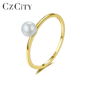 Freshwater Pearl Rings 925 Sterling Silver Golden Anillos Bijoux Christmas