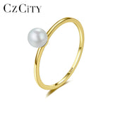 Freshwater Pearl Rings 925 Sterling Silver Golden Anillos Bijoux Christmas