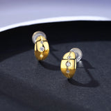 925 Silver Golden Hoop Earring CZ Cuff Huggie Boucle D'Oreille Femme Bijoux