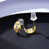 925 Silver Golden Hoop Earring CZ Cuff Huggie Boucle D'Oreille Femme Bijoux