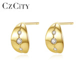 925 Silver Golden Hoop Earring CZ Cuff Huggie Boucle D'Oreille Femme Bijoux