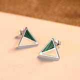 925 Silver Turquoise Triangle Stud Earrings Fine Jewelry Gift SE0426
