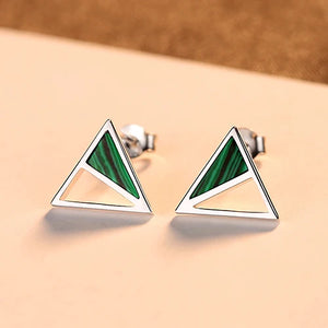 925 Silver Turquoise Triangle Stud Earrings Fine Jewelry Gift SE0426
