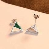 925 Silver Turquoise Triangle Stud Earrings Fine Jewelry Gift SE0426