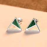 925 Silver Turquoise Triangle Stud Earrings Fine Jewelry Gift SE0426