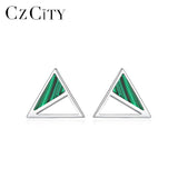 925 Silver Turquoise Triangle Stud Earrings Fine Jewelry Gift SE0426