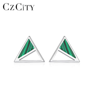 925 Silver Turquoise Triangle Stud Earrings Fine Jewelry Gift SE0426